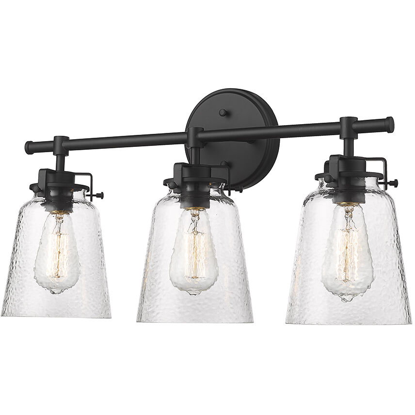 Amberose 3 Light 22.9 inch Matte Black Bathroom Vanity Light Wall Light